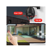 Dvigubos akies WiFi PTZ 4 MP lauko kamera su spalvotu naktiniu vaizdu