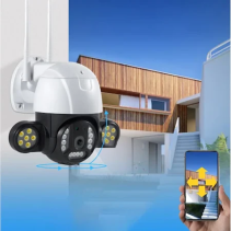 WiFi PTZ lauko kamera su galingu LED apšvietimu (2K vaizdas + 360° valdymas)