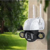 WiFi PTZ lauko kamera su galingu LED apšvietimu (2K vaizdas + 360° valdymas)