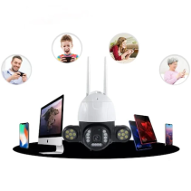 WiFi PTZ lauko kamera su galingu LED apšvietimu (2K vaizdas + 360° valdymas)
