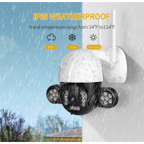 WiFi PTZ lauko kamera su galingu LED apšvietimu (2K vaizdas + 360° valdymas)