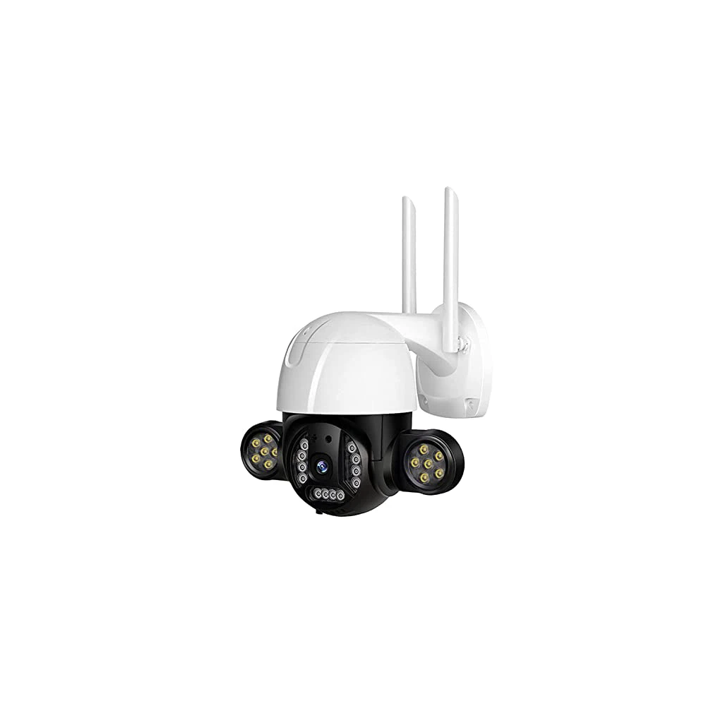 WiFi PTZ lauko kamera su galingu LED apšvietimu (2K vaizdas + 360° valdymas)