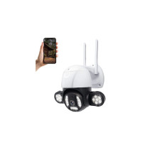 WiFi PTZ lauko kamera su galingu LED apšvietimu (2K vaizdas + 360° valdymas)