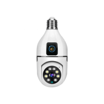 WiFi lemputės tipo PTZ kamera su dvigubu objektyvu ir 360° stebėjimu