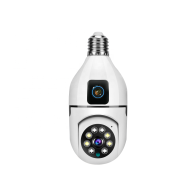 WiFi lemputės tipo PTZ kamera su dvigubu objektyvu ir 360° stebėjimu