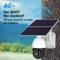Saulės energija maitinama 4G PTZ kamera su 20W panele ir naktiniu matymu